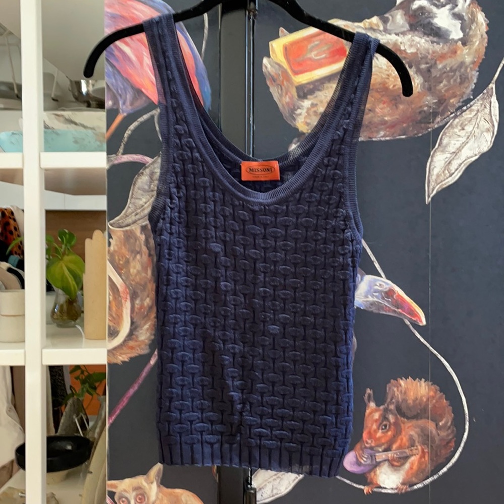 MISSONI Navy Blue Knit Tank
